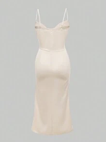 SHEIN Unity 花卉印花細肩帶連衣裙 - 米色 - 查看 2