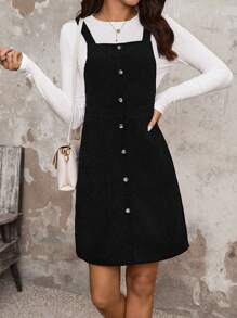 SHEIN LUNE 女士圓領長袖t恤和吊帶裙套裝 - 彩色 - 查看 1