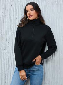 INAWLY 女士骷髅印花落肩套头卫衣秋季卫衣 - 黑色 - 查看 6