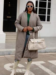 2023 女款加厚保暖長派克大衣 - 咖啡棕 - 查看 4