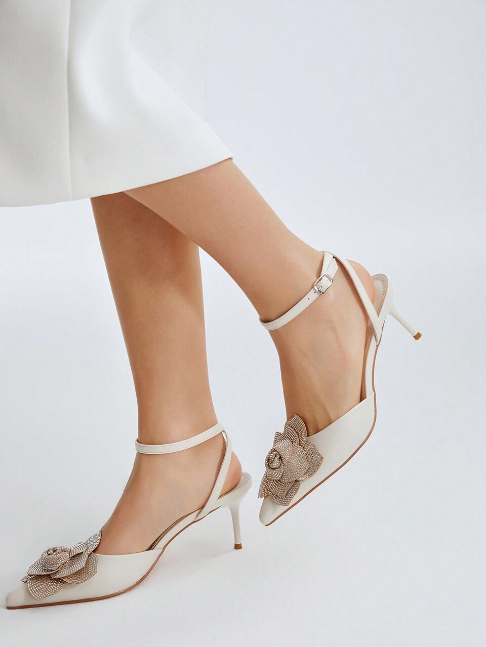 FLORAL DECOR STILETTO HEELED ANKLE STRAP SANDALS