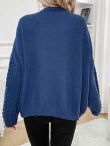 EMERY ROSE Của phụ nữ màu trơn Áo len Mở - Màu xanh lam - Xem 2