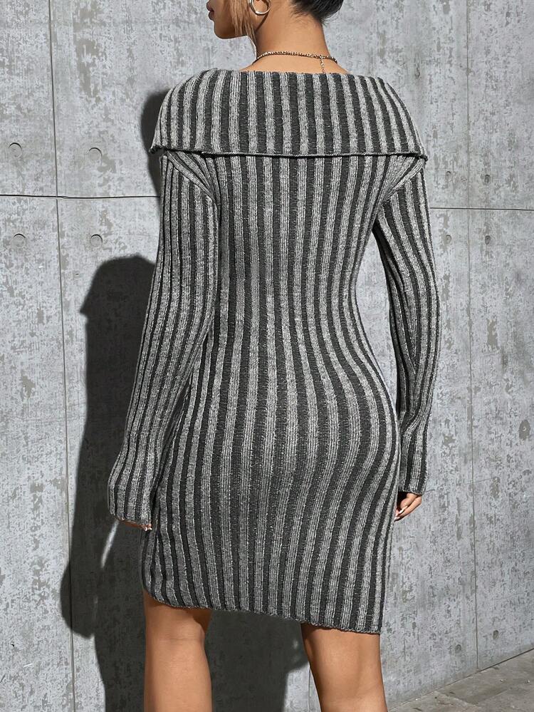 Ribbed Knitted Slim Fit Sweater Dress
