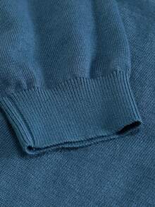 Manfinity 男士撞色毛衣 - 藍色 - 查看 5