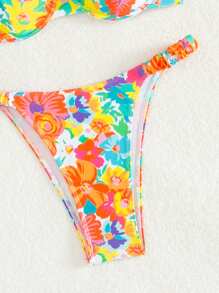 Swim Mod Summer Beach Random Floral Print Underwire Bikini Set Carnival - Multicolor - View 7
