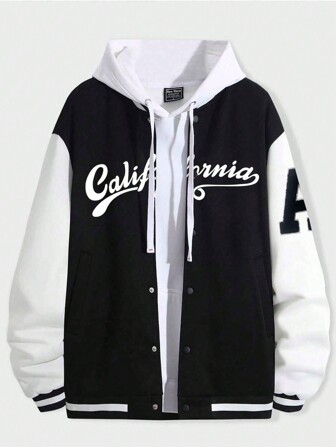 Prep سترة رياضية جامعية رجالية بدون غطاء رأس بتصميم الرسالة الأبجدية بلونين