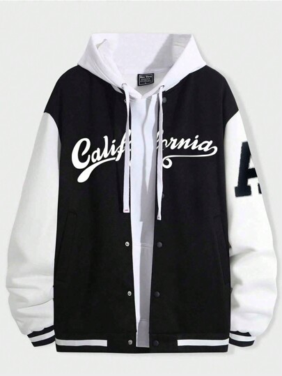 Prep سترة رياضية جامعية رجالية بدون غطاء رأس بتصميم الرسالة الأبجدية بلونين