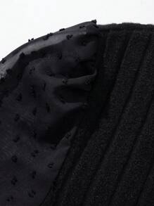 Teen Girl Contrast Mesh A-line Dress - Black - View 6