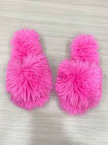 Women's Thick-Soled Cartoon Indoor Home Slippers With Long Plush, Non-Slip & Warm, Autumn And Winter,Halloween,Fluffy Slippers - Hot Pink - View 3