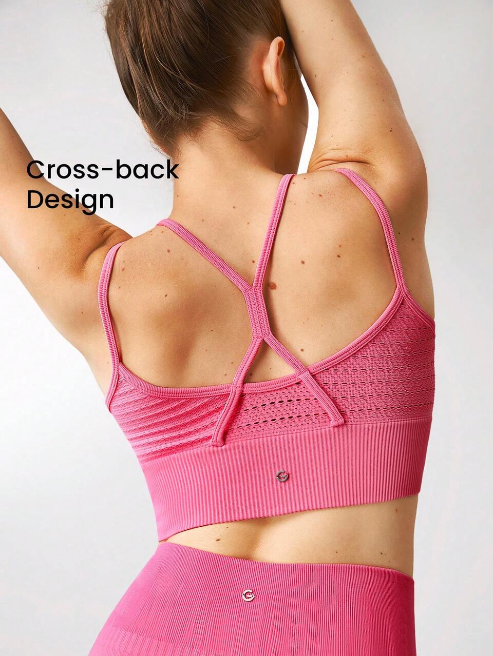 Seamless Jacquard Mesh Sports Bra Soft Moisture Wicking