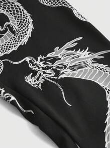 ROMWE Grunge Punk Chinese Dragon Printed Leggings - Black - View 4