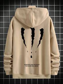 Manfinity EMRG Lỏng lẻo Nam Hoodie Với In Đồ họa Và Dây rút , Nhiều Màu sắc - Màu Khaki - Xem 5