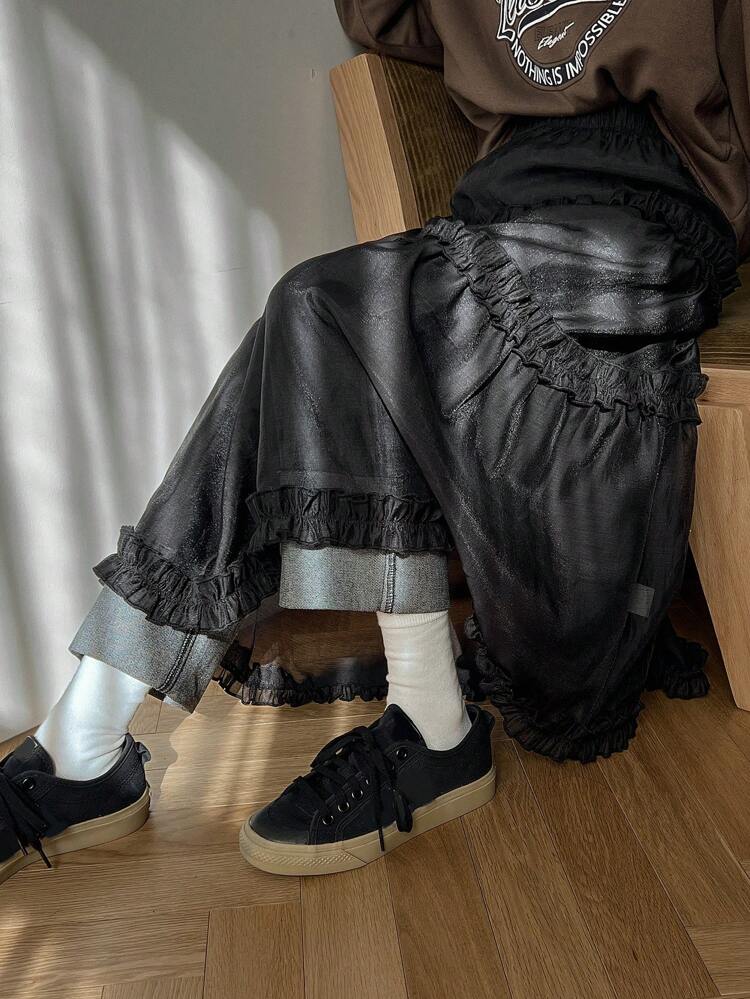 Women's Tiered Frill Asymmetric Hem Skirt