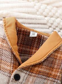 寶寶男孩優雅紳士復古格紋夾克和長褲套裝,適用於春秋季節 - 棕色 - 查看 4