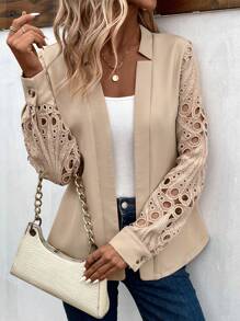 EMERY ROSE Manteau Ajouré En Dentelle De Couleur Unie