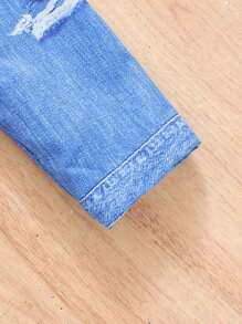 Áo khoác denim lót nhiệt dày dặn cho bé gái mùa thu đông - Màu xanh lam - Xem 5