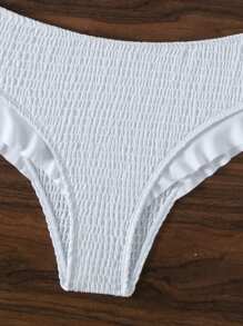 SHEIN Swim Summer Women'S Halter Neck Ruffle Hem Bikini Set - White - View 8