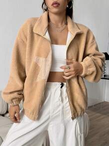 Flirla Chaquetilla De Cremallera Frontal Con Patrón De Estrellas Para Mujer