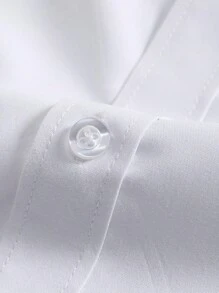 Manfinity Mode Men's Solid Color Long Sleeve Shirt, Fall - White - View 4