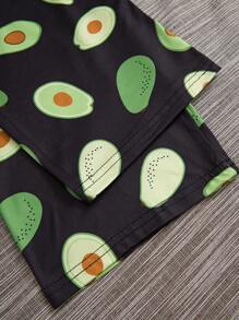 女士酪梨印花短袖上衣和短褲/長褲睡衣套裝