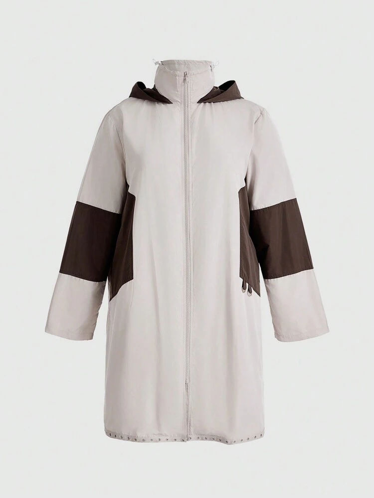 Plus Colorblock Zip Up Coat