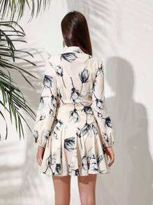 Aveloria Rosie Vestido de manga larga con estampado aleatorio, atuendo de vacaciones para mujer