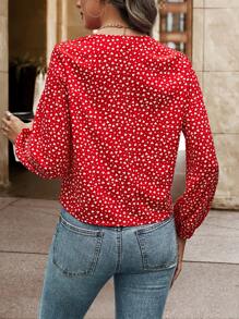 EMERY ROSE Của phụ nữ Toàn thân In hình trái tim Bọc Áo sơ mi - Đỏ - Xem 2