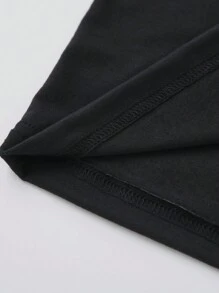 女款短袖粉紅心型印花圓領 T 卹 - 黑色 - 查看 5