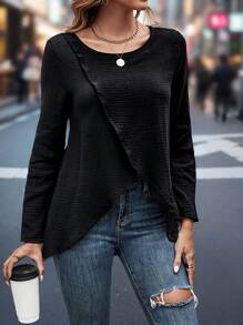 Chiquease 女士黑色圓領襯衫/上衣 - 黑色 - 查看 4