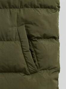 Manfinity Homme Men's Loose Puffer Vest Coat With Slant Zipper Pockets - Army Green - View 4