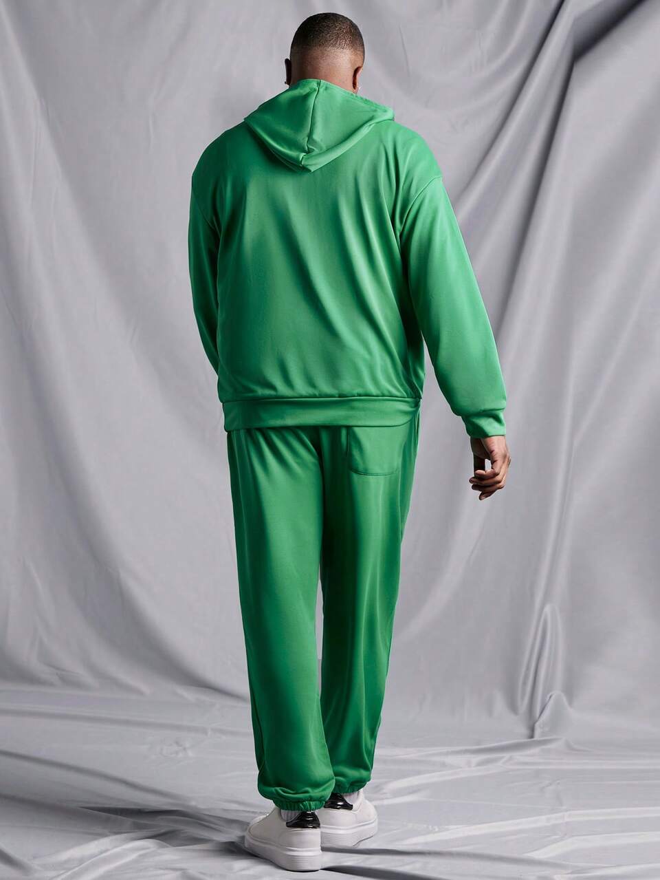 Men's Plus Size Letter Printed Hoodie And Pants Set With Drawstring