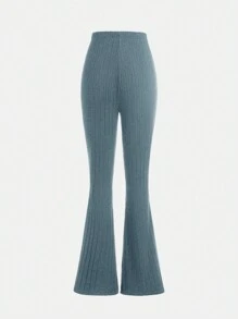 Cô gái Lông cừu Top Cây trồng & Quần loe Bộ Với Rỗng ra eo Mẫu - Màu xanh ngọc - Xem 4