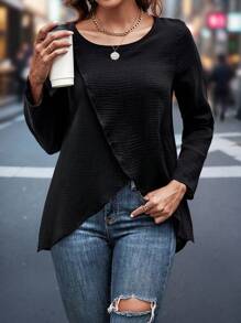 Chiquease 女士黑色圓領襯衫/上衣 - 黑色 - 查看 1