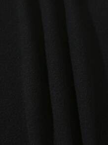 SHEIN EZwear 大尺碼純色立領抓絨衛衣 - 黑色 - 查看 4