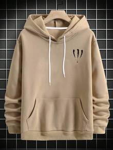 Manfinity EMRG Lỏng lẻo Nam Hoodie Với In Đồ họa Và Dây rút , Nhiều Màu sắc - Màu Khaki - Xem 2