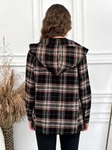 RueChic Tween Girl Plaid Print Button Front Coat - Multicolor - View 2