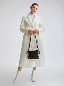 MOTF PREMIUM Quý cô Dập nổi Khâu & Chuỗi Dây đeo Túi xách tay - màu đen - Xem 5