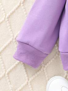 SHEIN Tween 女童字母印花圆领运动衫 - 紫色 - 查看 5