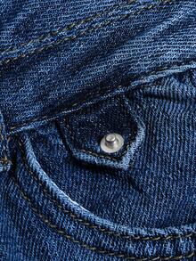 Little Girls' High Waisted Flared Jeans With Silver Button And Medium Wash Blue - Medium Wash - View 9