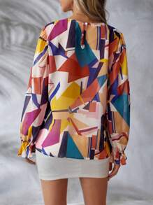 GENKIRA 隨機印花長袖女襯衫 - 彩色 - 查看 2