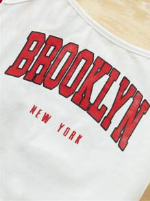 少女网眼罩衫、字母印花吊带背心和慢跑裤休闲 3 件套毕业服装 - 紅色 - 查看 3