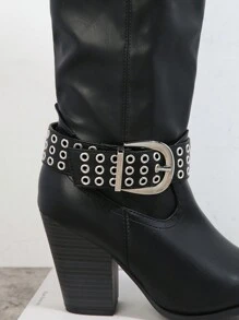 SHUZIA Women Belt Mid-Calf Boots, Cowboy Boots For Women - Black - View 3