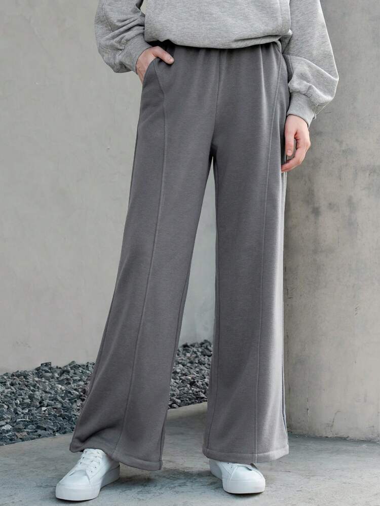Dark Gray Wide-leg Sweatpants