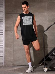 Manfinity Sport Corelite 男士側邊條紋運動短褲，慢跑短褲 - 黑色 - 查看 6