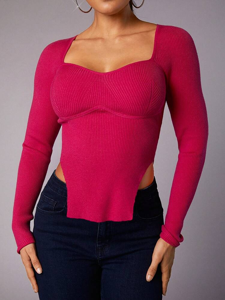 Valentine's Day Love Collar Pink Long Sleeve Sweater