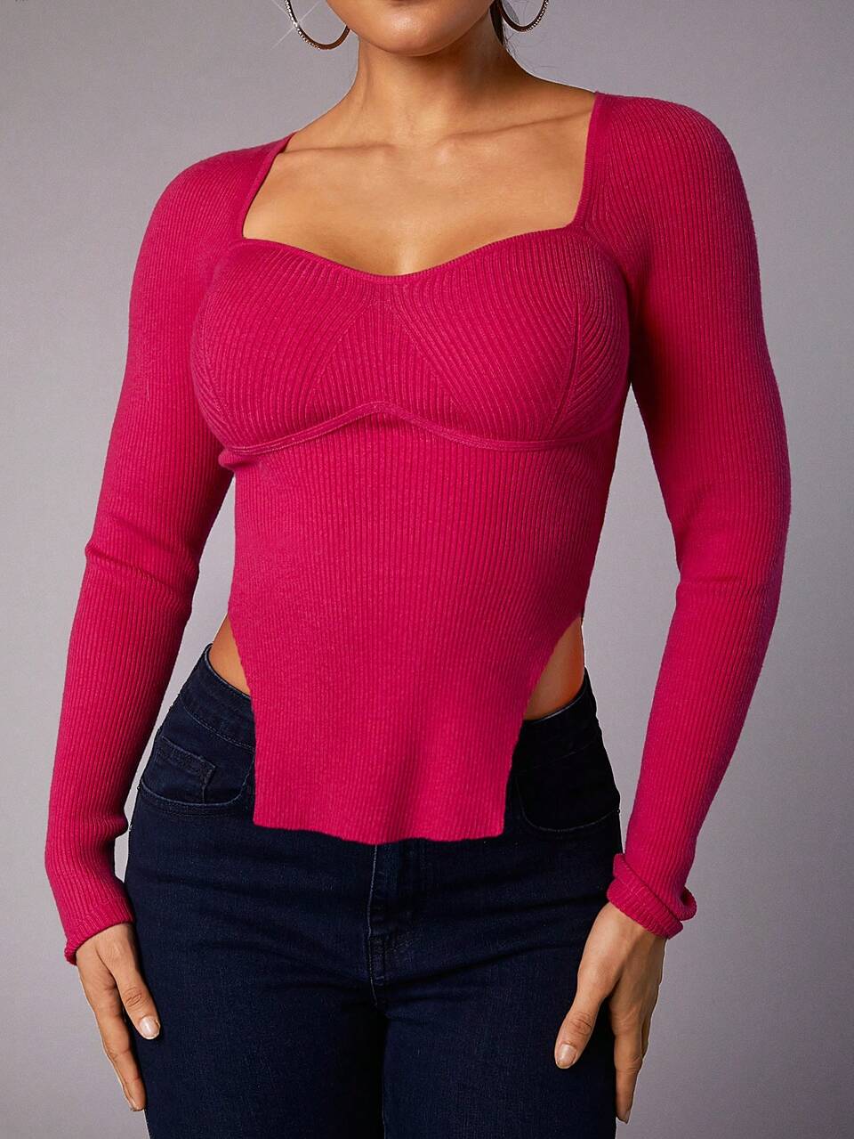 Valentine's Day Love Collar Pink Long Sleeve Sweater