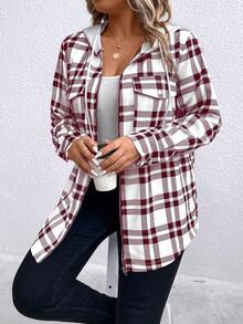 SHEIN LUNE 大尺碼女士格紋連帽夾克 - 彩色 - 查看 5