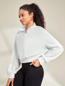 SHEIN Daily&Casual Của phụ nữ Giải trí Thể thao Áo nỉ - trắng - Xem 4