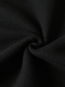 SHEIN EZwear Của phụ nữ Kích thước lớn Thả vai Áo nỉ Với In thư - màu đen - Xem 5