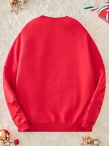 RueChic Men's Christmas Printed Sweatshirt - Red - View 2